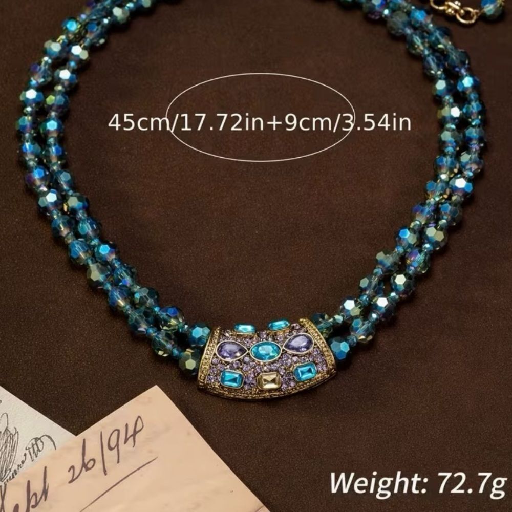 🩵 NEW Elegant Blue and Purple Crystal Beaded Necklace 🩵 - Picture 4 of 6